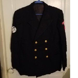 Vintage Sea Scout Double Breasted Wool Heavy Jacket (Port Indian) in Navy Blue
